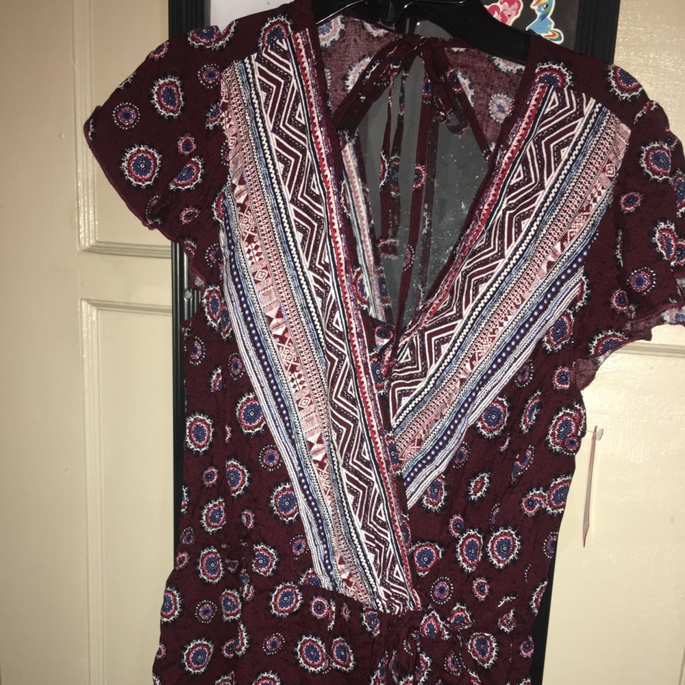 burgundy shorts romper